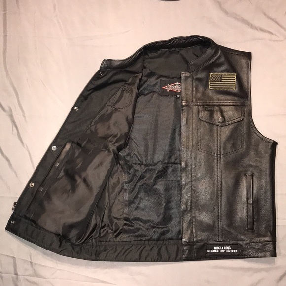 Street & Steel Redwood Leather Vest, XL, New with patches! - Picture 8 of 15